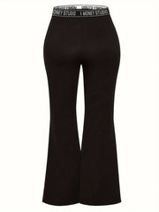 Wide Leg Pants with Letter Tape Detail