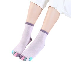 Colourful Toe Socks for Women Cotton & Breathable Mid Tube Stockings
