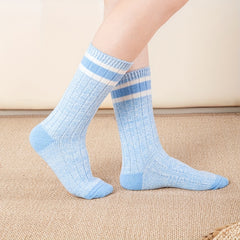 Striped Crew Socks Comfy & Breathable Women's Stockings