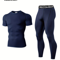 Men's High Stretch Quick Dry Short Sleeve T-shirt & Leggings Set