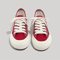 Women's Canvas Lace-Up Flat Sneakers for Casual Wear