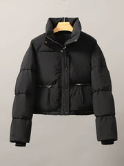 Warm Puffer Jacket Stand Collar Women's Clothing