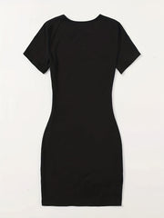 I Don't Care Print Tee Dress Short Sleeve Casual Dress