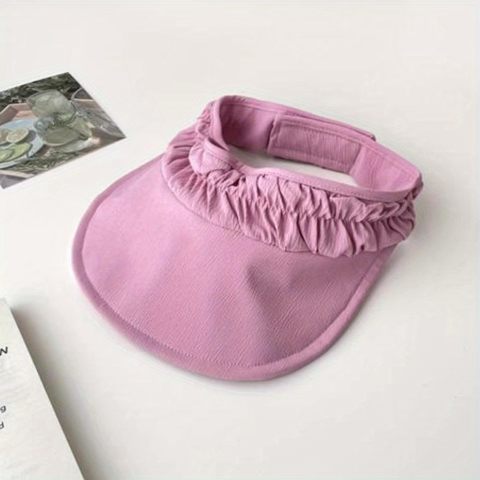 Crinkle Visor Hat Women UV Protection Beach Cap Adjustable Sports Sun Hat