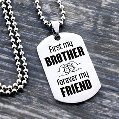 Silvery Letters Detail Tag Necklace For Brother