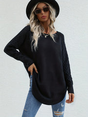 Slit Pullover Sweater Long Sleeve Casual Spring Fall Women's Clothing