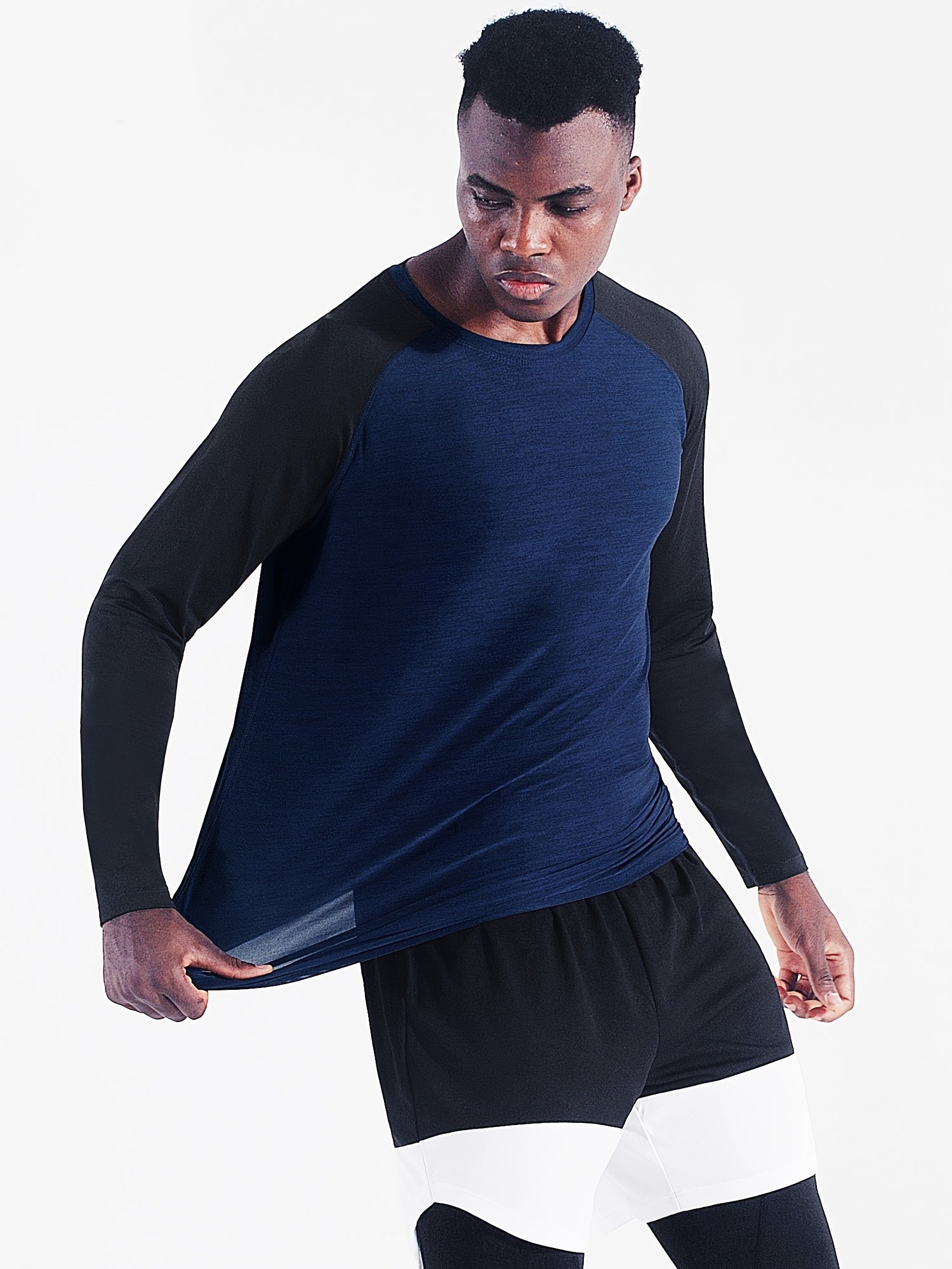 Men's Long Sleeve Block Sport Sweatshirt Quick Drying Loose T shirt