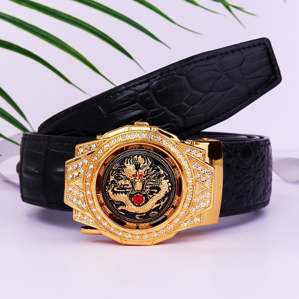 Men's PU Leather Belt For Suit Pants Trousers Jeans Automatic Buckle
