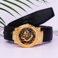Men's PU Leather Belt For Suit Pants Trousers Jeans Automatic Buckle