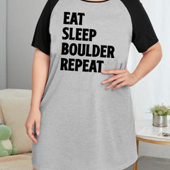 Nightdress Women's Plus Letter Graphic Raglan