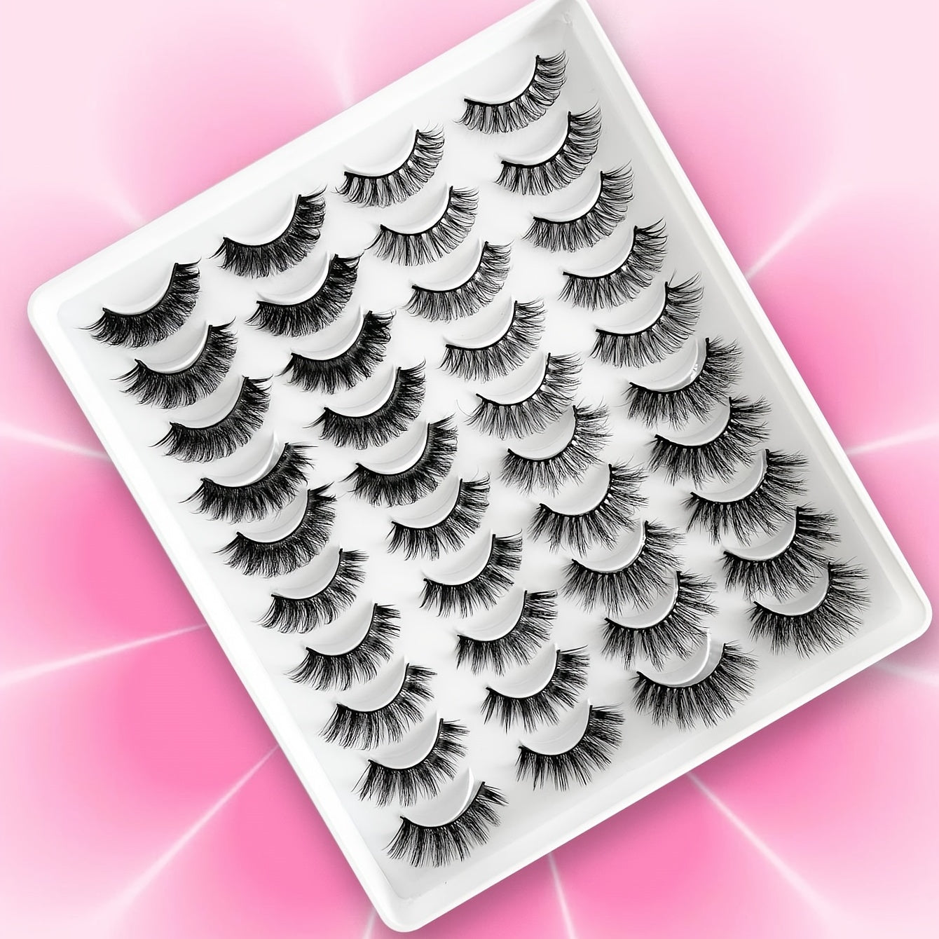 20 Pairs 3D Mixed Long/Short False Eyelashes Makeup Thick Fluffy Natural Look