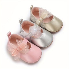 Bowknot High Heel Shoes For Baby Girls Lightweight Non Slip Soft Bottom Dress