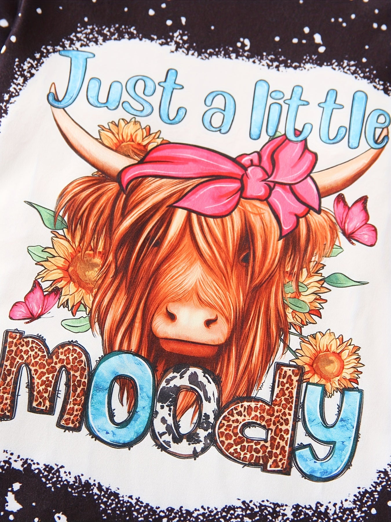 Stylish Cow Head Graphic Long Sleeve Dress For Girls