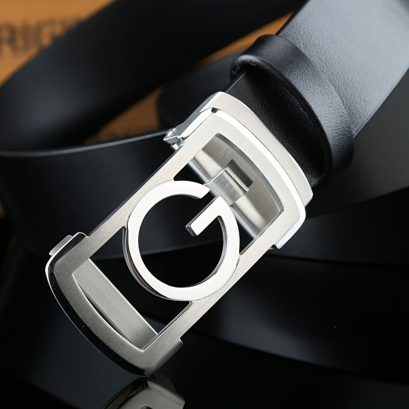 Men's Durable Belt 3 1 4in Cowhide Stainless Steel Automatic Buckle
