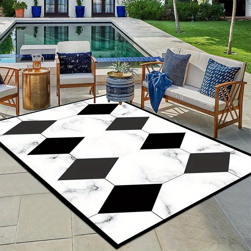 Geometric Non-slip Outdoor Rug Soft Crystal Velvet Carpet