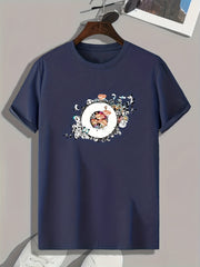 Pattern Print Men's Sports T-shirt for Fitness Activities