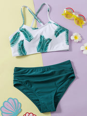 Girls 2pcs Bikini Swimsuit Set Stretchy Bathing Suit