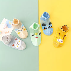 5 pairs Kids Ultra-thin Breathable Cartoon Bee Animal Socks