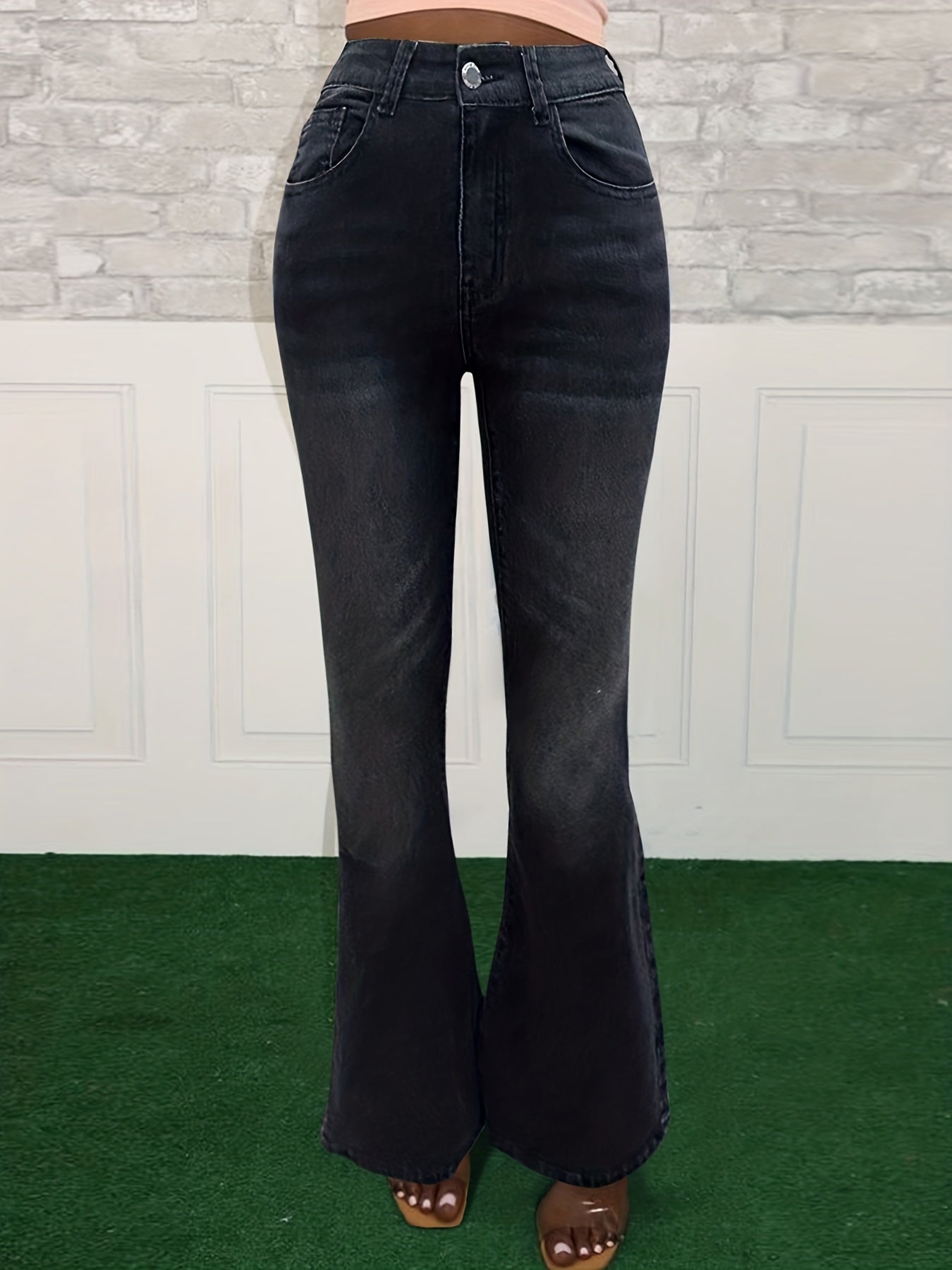 High Waist Medium Stretch Boot Cut Jeans Retro Vintage Bell Bottoms