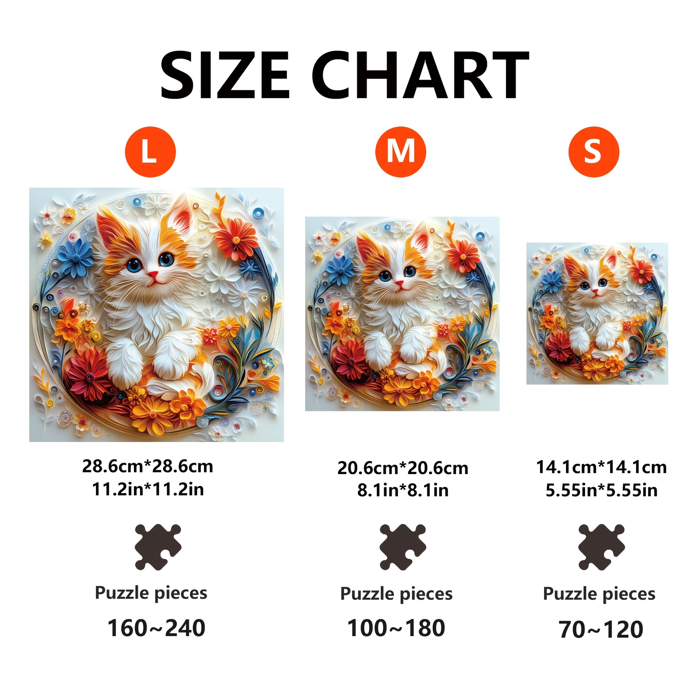 Floral Cat Wood Puzzle Animal Shapes Handcrafted Decor