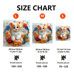 Floral Cat Wood Puzzle Animal Shapes Handcrafted Decor