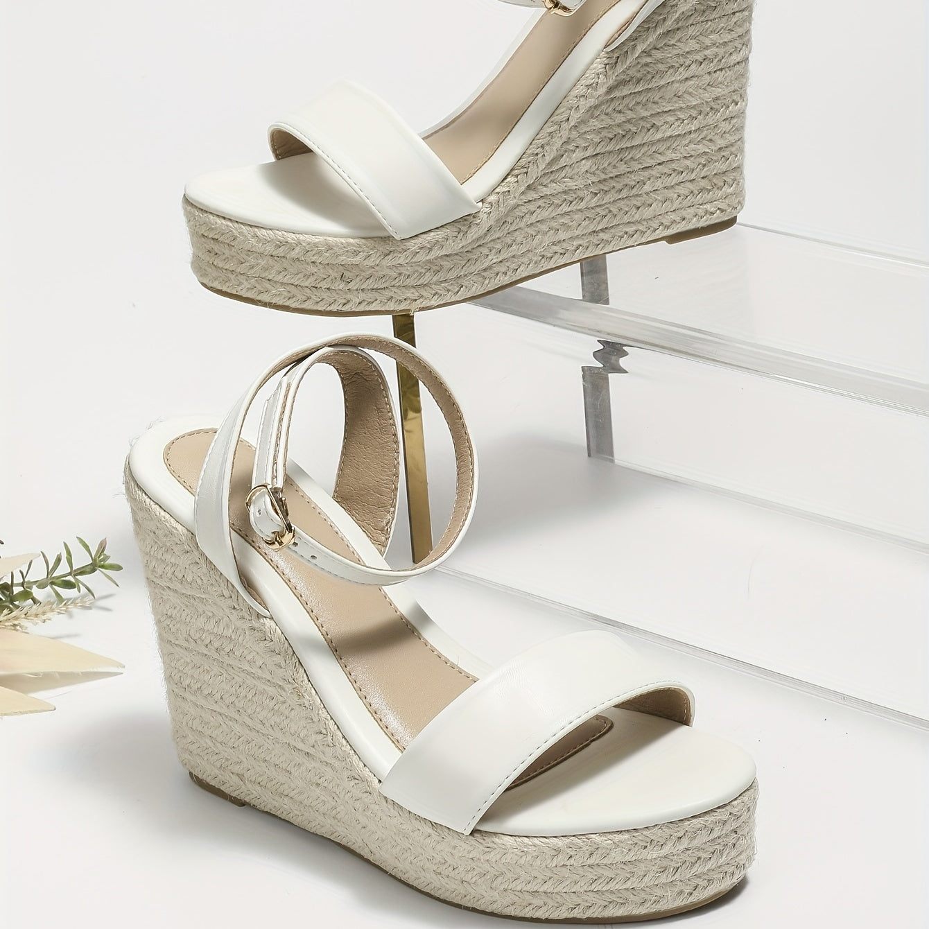 Wedge Heeled Sandals Buckle Strap Platform Espadrille Shoes