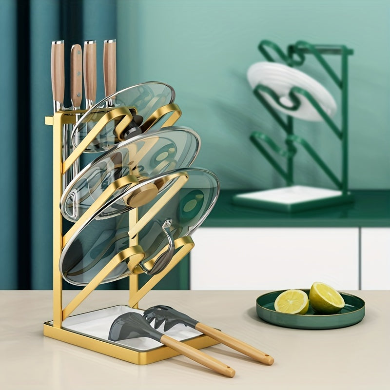 3 Layer Pot Lid Holder with Drain Tray and Spoon Rest