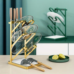 3 Layer Pot Lid Holder with Drain Tray and Spoon Rest