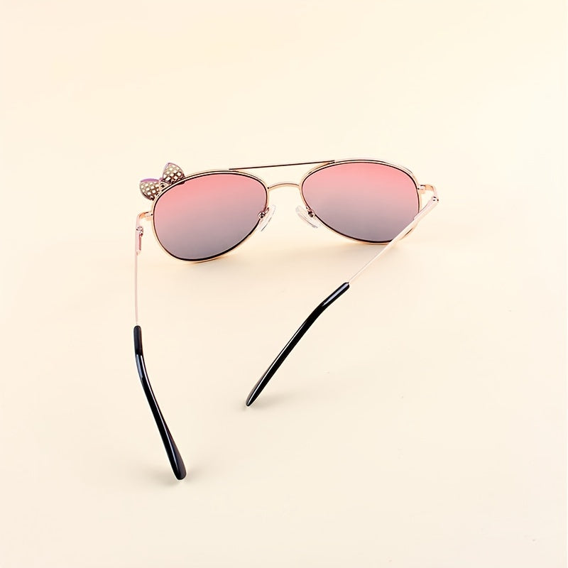 Girls Bow Metal Frame Decorative Sunglasses for Party Travel
