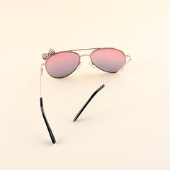 Girls Bow Metal Frame Decorative Sunglasses for Party Travel