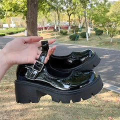 Women's Square Toe Platform Mary Jane Pumps Waterproof College Style Shoes