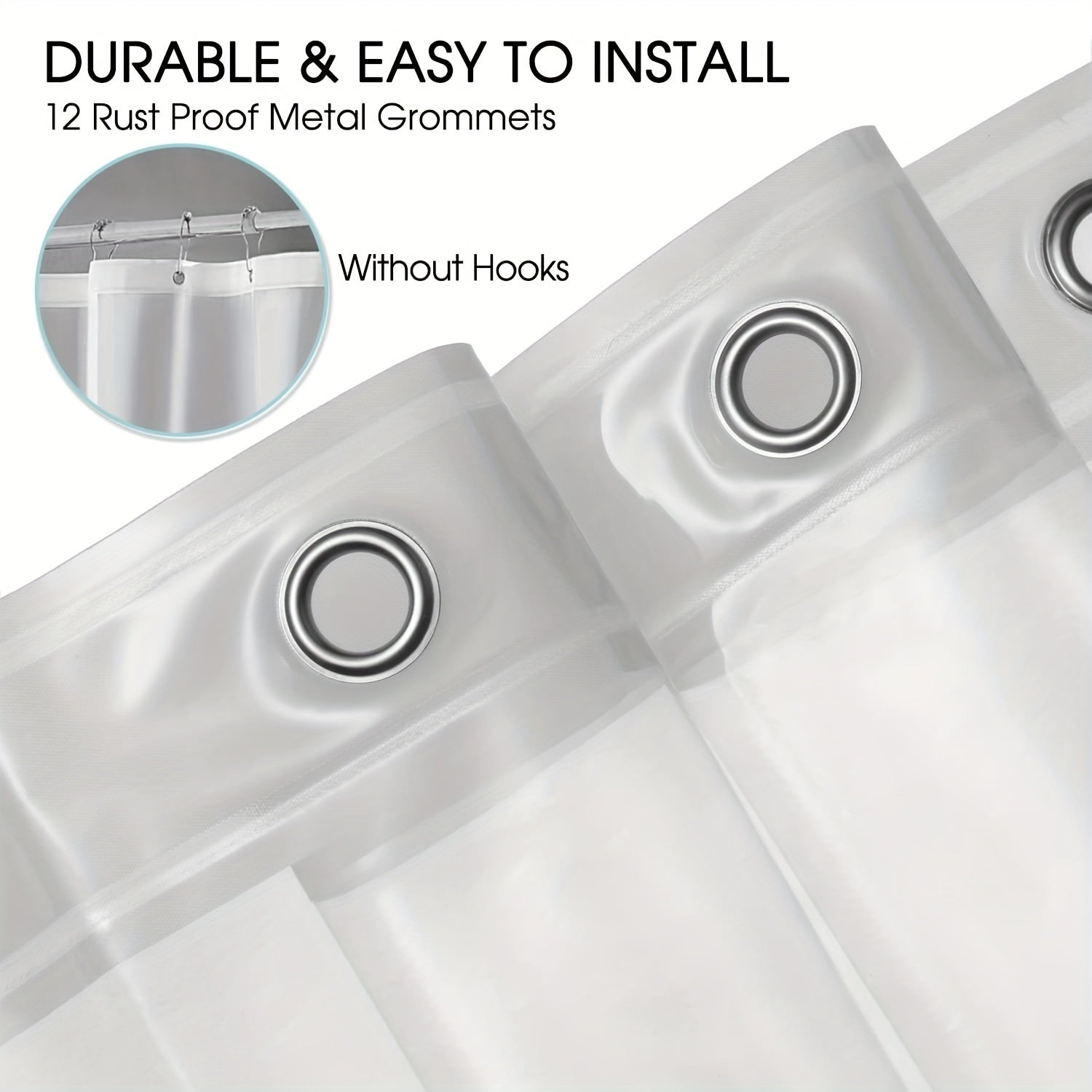 Clear Shower Curtain Liner Waterproof Lightweight Bathroom Accessory