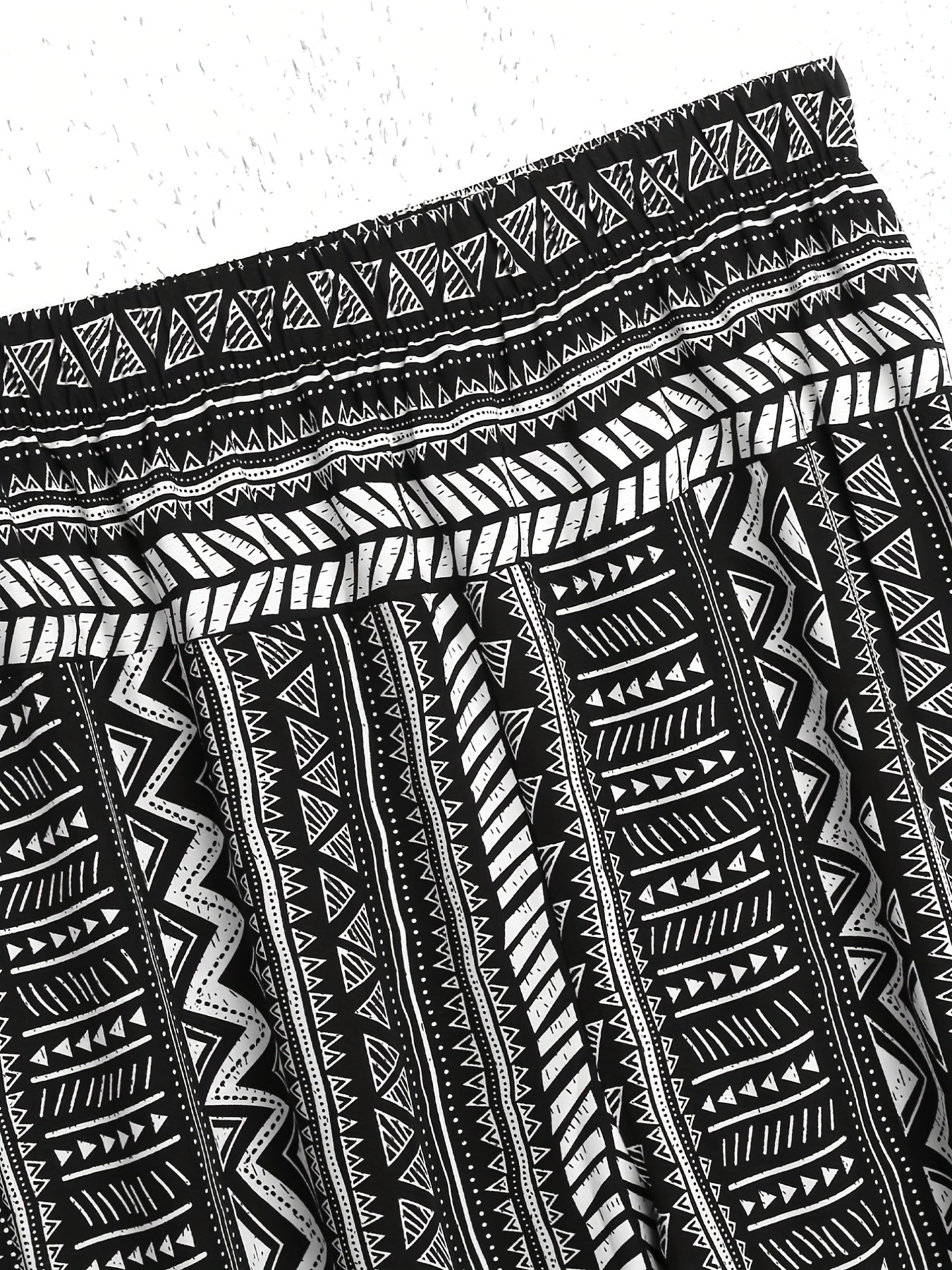 Geometric Print Elastic Waist Pants Casual Loose Pants