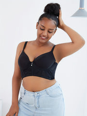 Longline Bra with Lace Glitter Decor