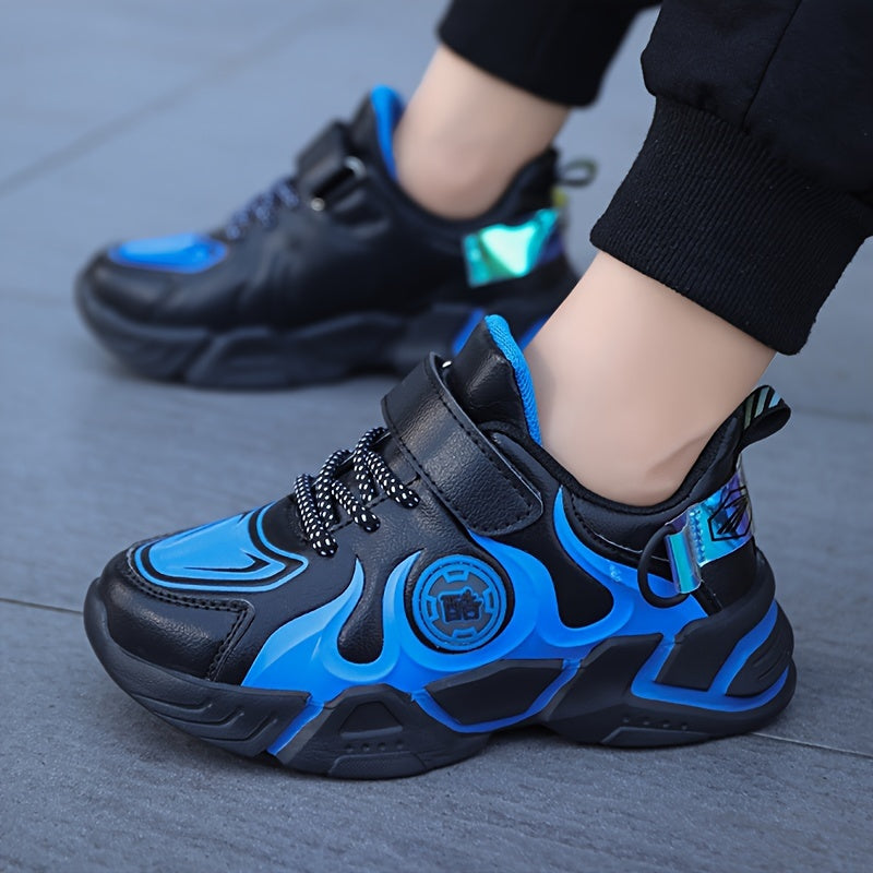 Boy's Flame Pattern Chunky Shoes Non Slip Casual Sneakers