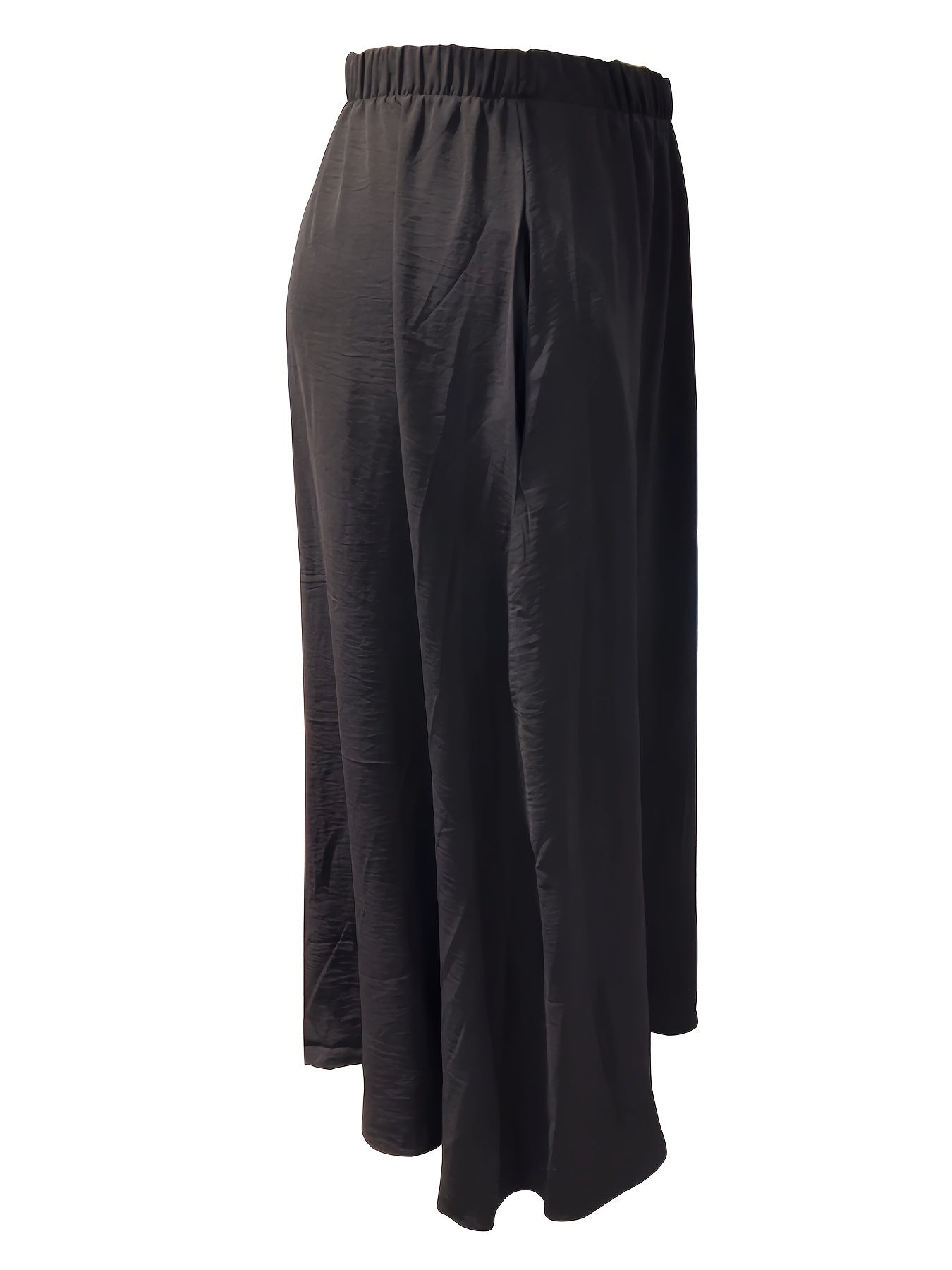 Solid Maxi Skirt Women's Plus Elastic High Rise with Pockets
