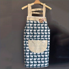 1pc Linen Kitchen Apron Waterproof And Fashionable Cooking Workwear