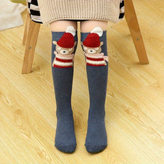 Girl's Animal Pattern Striped Knee High Socks Cotton Blend Long Stockings
