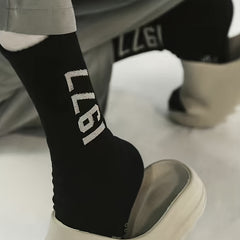 Men's Number Pattern Crew Socks Breathable Cotton Blend Casual Unisex Sock