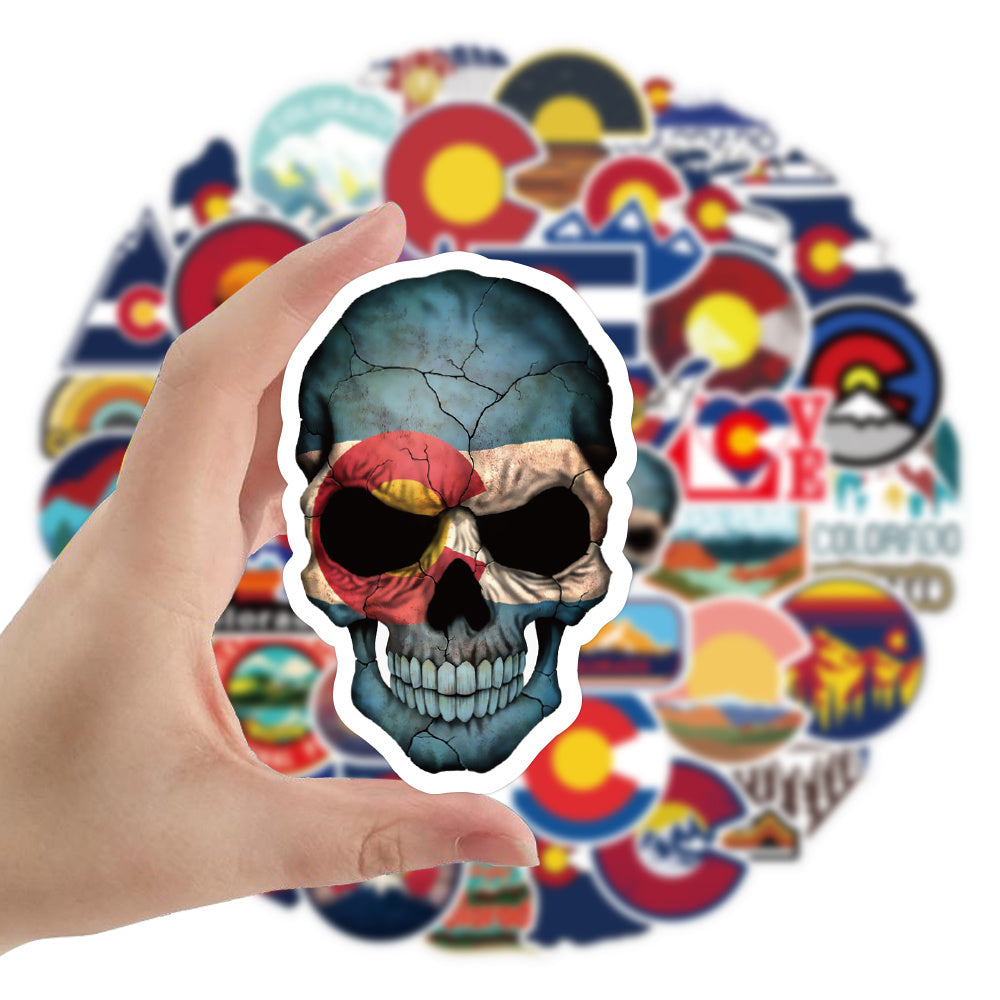 50PCS Waterproof Colorado State Map Stickers for Luggage Helmets & Laptops