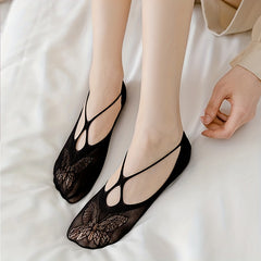 4 Pairs Butterfly Cut Out Low Cut Ankle Socks Women's Stockings
