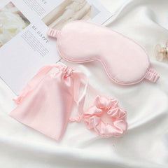 Silk Eye Mask with Hair Ring and Storage Bag Sleep Set