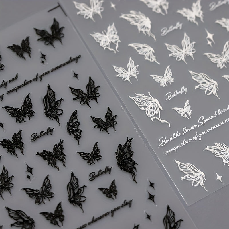 Butterfly & Nail Art Stickers Transparent Adhesive Nail Stickers