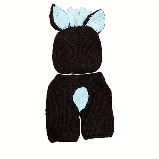 2pcs Deer Hats With Shorts Handknitted Baby Newborn Photography Props