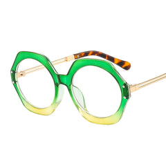 Hexagonal Colorful Glasses Frame Leopard Gradient Eyeglass Frame