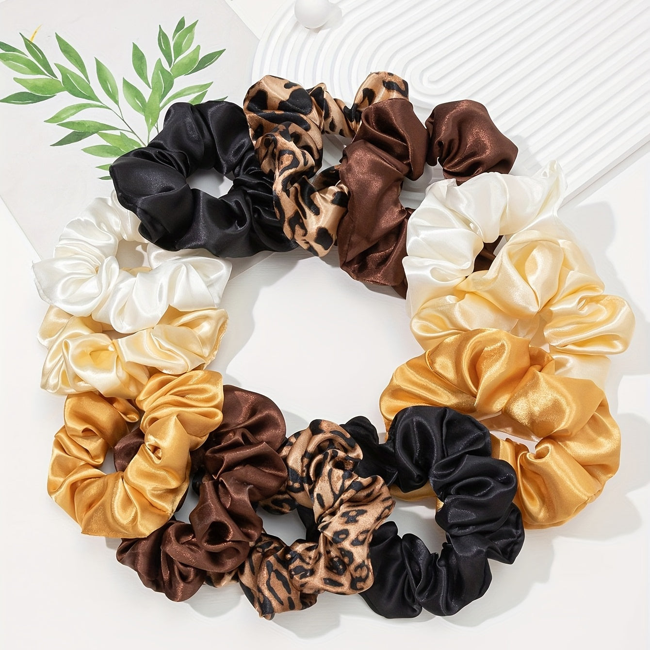 12pcs Leopard Print Scrunchie Hair Tie Y2K Hair Rope Accessory