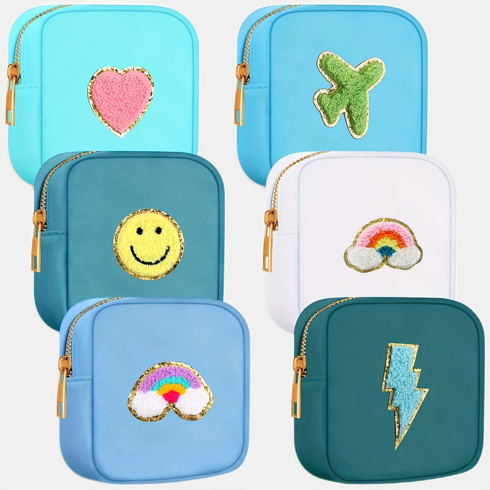 Preppy Embroidered Patch Makeup Pouch