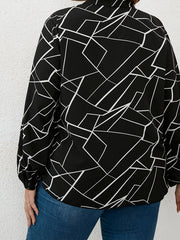 Geometric Print Lantern Sleeve Blouse