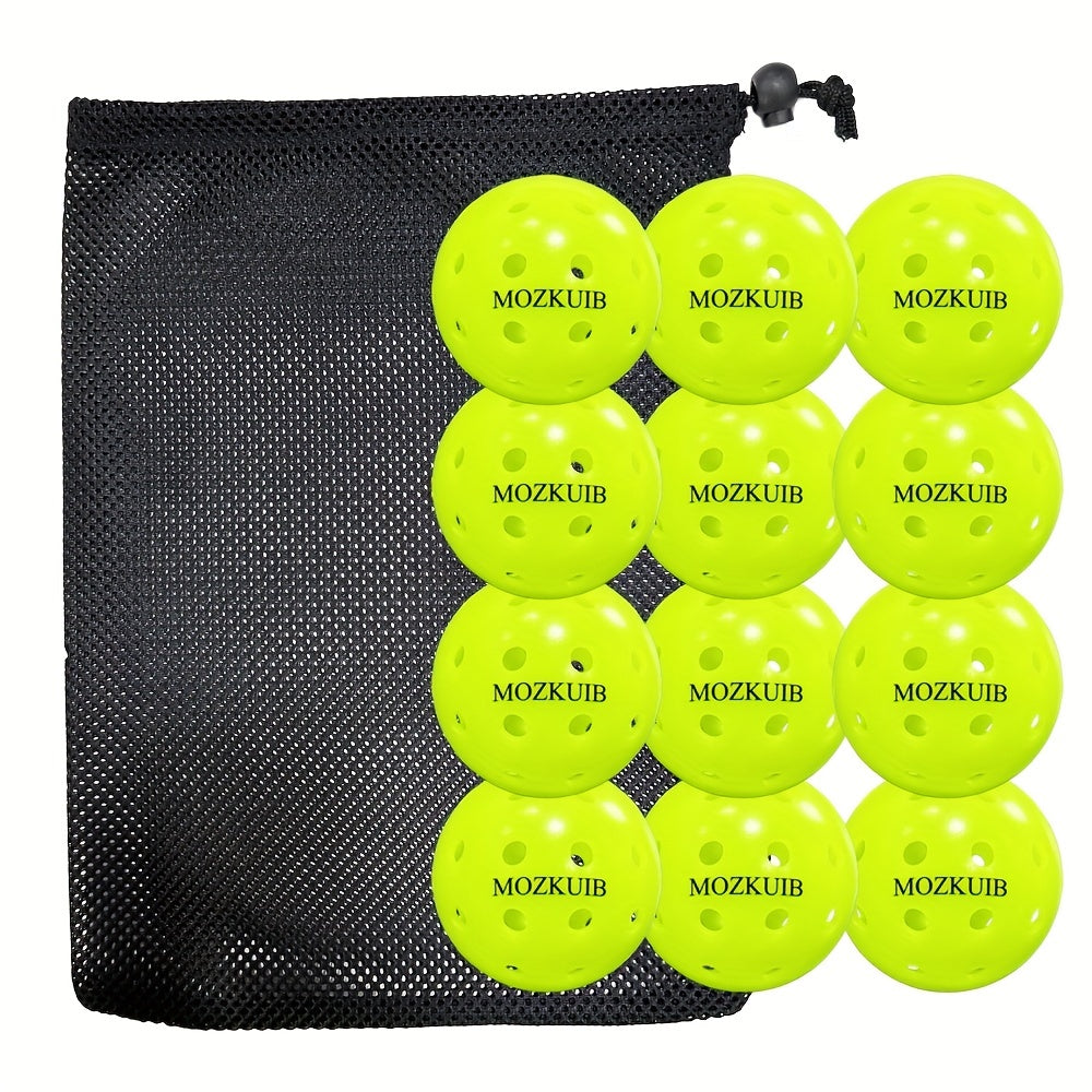 12pcs Outdoor Pickleball Balls Set Durable 40 Hole Beginner Indoor/Outdoor