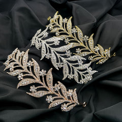 Crystal Leaf Alloy Crown Tiara Headdress Bridal Hair Jewelry